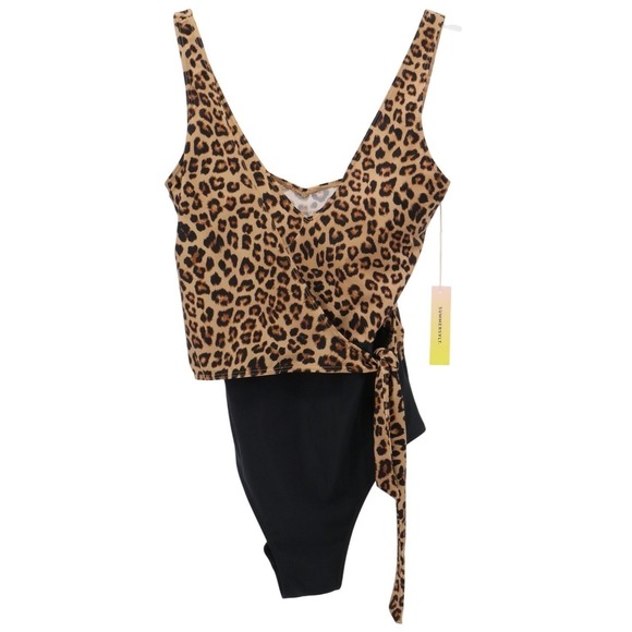 Summersalt Leopard Wrap One Piece Swimsuit Tie Waist Black Size 8 NWT - Picture 2 of 9